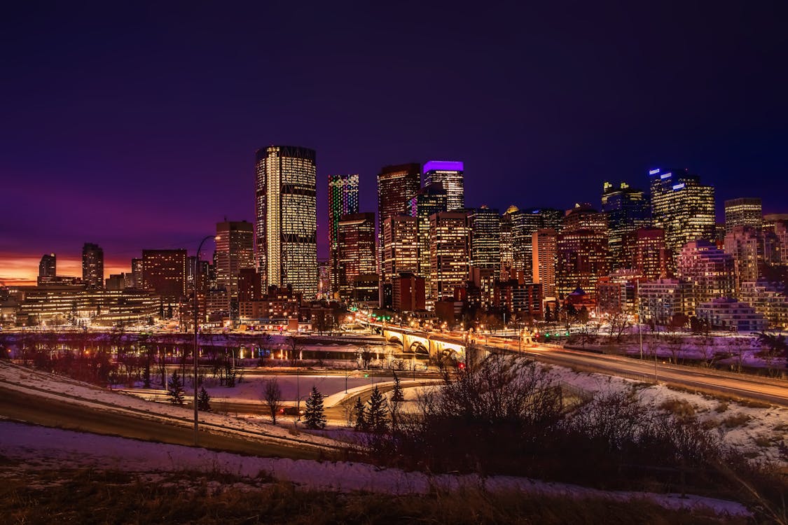 Calgary skyline at dusk